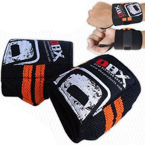 Weight Lifting Wrist Support Cotton Bandage Elasticated Gym Wraps Orange