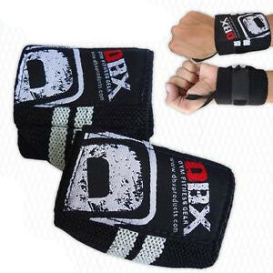 Weight Lifting Wrist Support Cotton Bandage Elasticated Workout Gym Wraps Grey